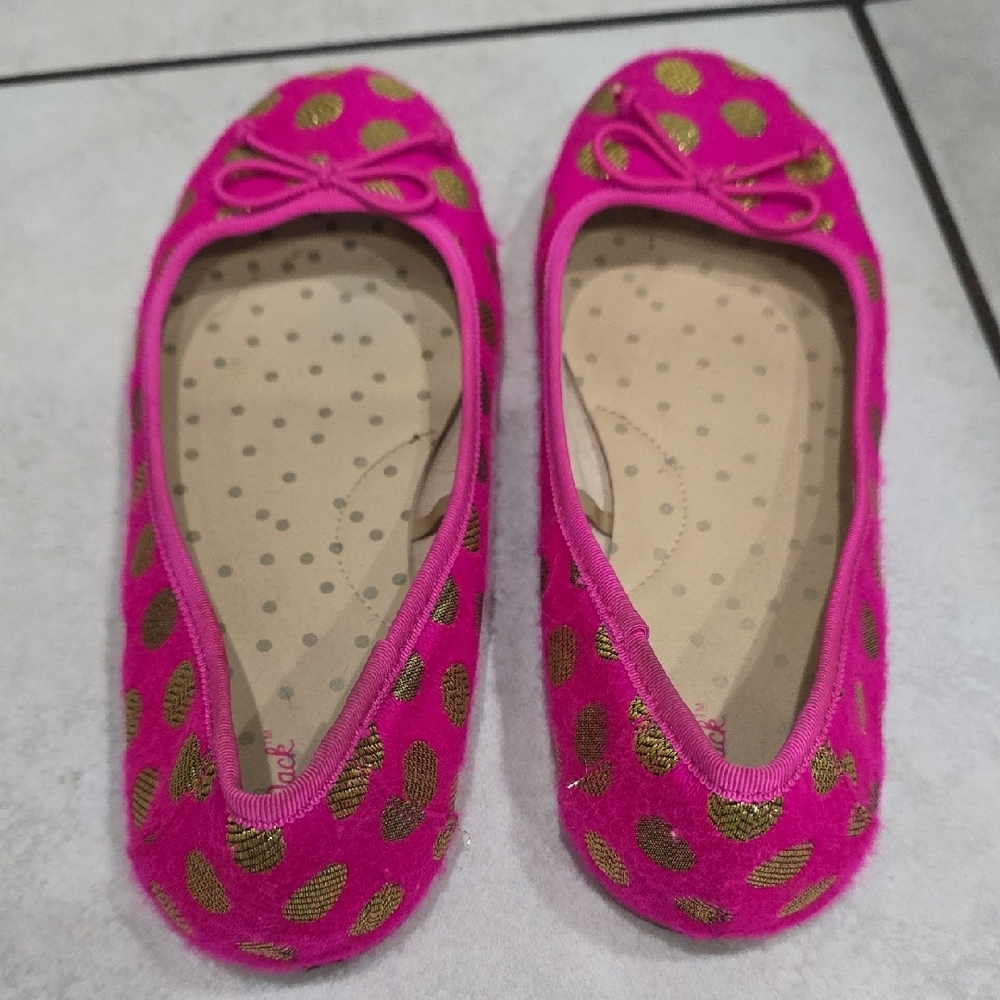 Cat & Jack Fuchsia and Gold Dot Ballet Flats - Picture 4 of 6